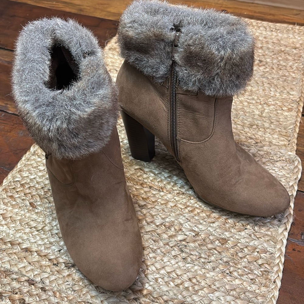 Dana Buchman Ankle Boots with Faux Fur Trim